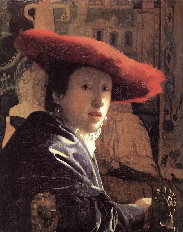 Jan Vermeer Girl with Red Hat Norge oil painting art